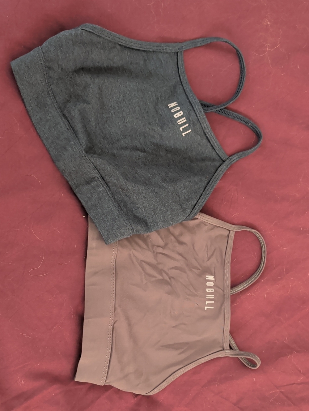 NOBULL Navy Blue Heather And Grey/Green Two-Pack Strappy Sports Bras